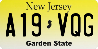 NJ license plate A19VQG