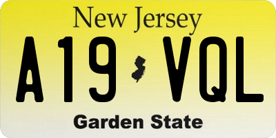 NJ license plate A19VQL