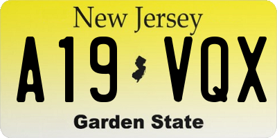 NJ license plate A19VQX