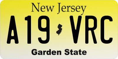NJ license plate A19VRC