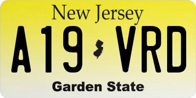 NJ license plate A19VRD