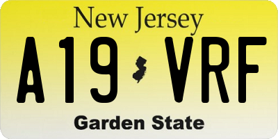 NJ license plate A19VRF