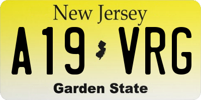 NJ license plate A19VRG