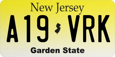NJ license plate A19VRK