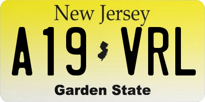 NJ license plate A19VRL