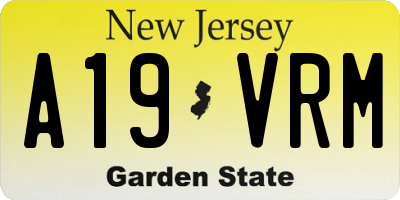 NJ license plate A19VRM