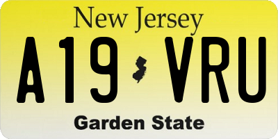 NJ license plate A19VRU