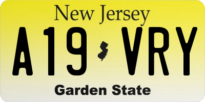 NJ license plate A19VRY