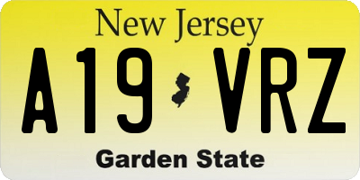 NJ license plate A19VRZ