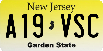 NJ license plate A19VSC