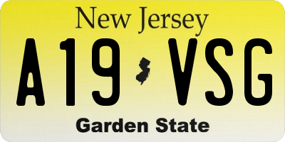 NJ license plate A19VSG