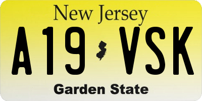 NJ license plate A19VSK
