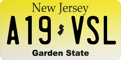 NJ license plate A19VSL