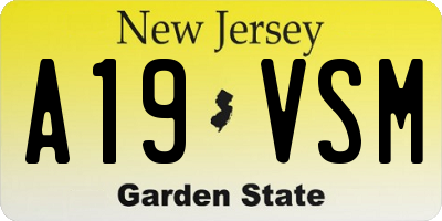 NJ license plate A19VSM
