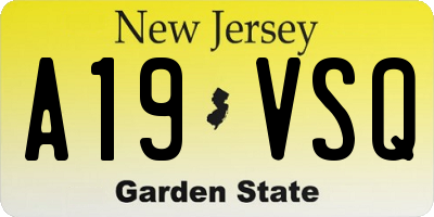NJ license plate A19VSQ