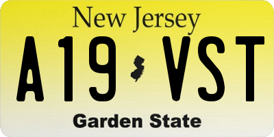 NJ license plate A19VST