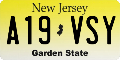 NJ license plate A19VSY