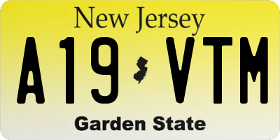 NJ license plate A19VTM