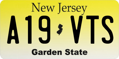 NJ license plate A19VTS