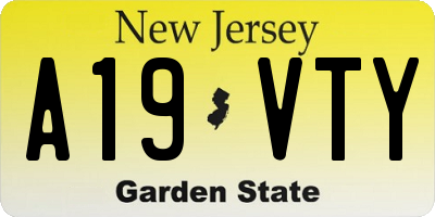 NJ license plate A19VTY