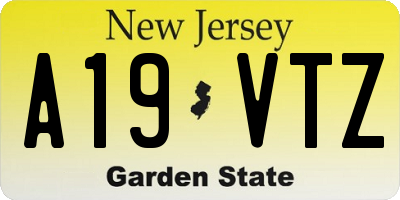 NJ license plate A19VTZ