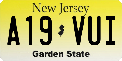 NJ license plate A19VUI