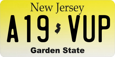NJ license plate A19VUP