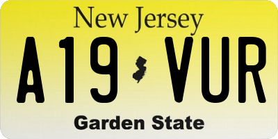 NJ license plate A19VUR