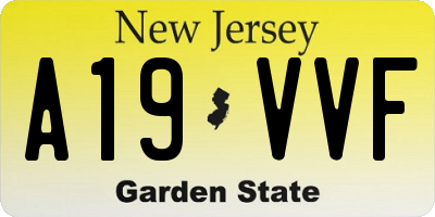 NJ license plate A19VVF
