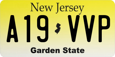 NJ license plate A19VVP
