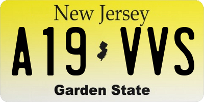 NJ license plate A19VVS