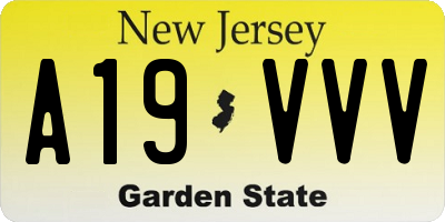 NJ license plate A19VVV