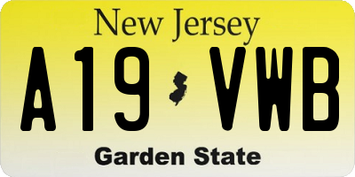 NJ license plate A19VWB