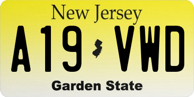 NJ license plate A19VWD