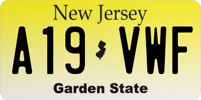 NJ license plate A19VWF