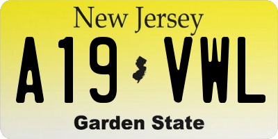 NJ license plate A19VWL