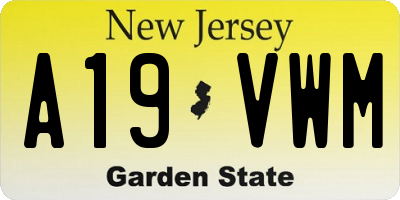 NJ license plate A19VWM