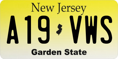 NJ license plate A19VWS