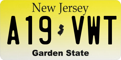 NJ license plate A19VWT