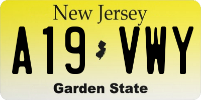 NJ license plate A19VWY
