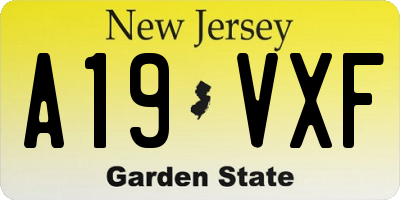 NJ license plate A19VXF