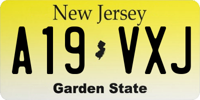 NJ license plate A19VXJ