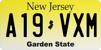 NJ license plate A19VXM