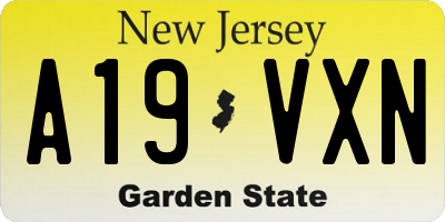 NJ license plate A19VXN