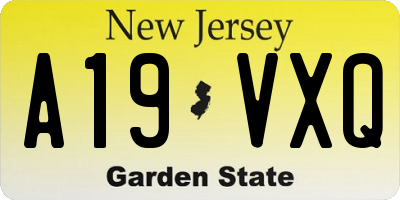 NJ license plate A19VXQ