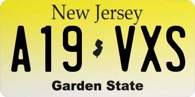 NJ license plate A19VXS