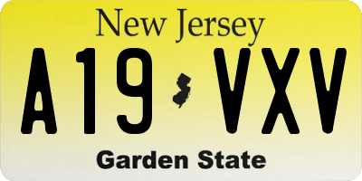 NJ license plate A19VXV
