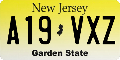 NJ license plate A19VXZ
