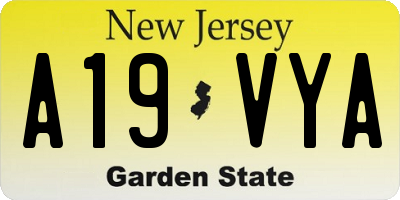NJ license plate A19VYA