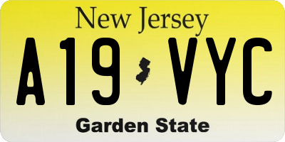 NJ license plate A19VYC